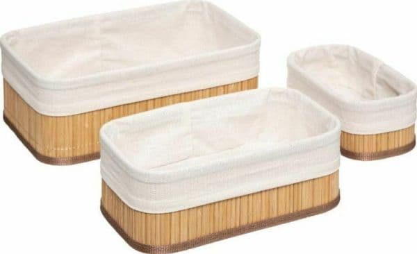 5five sett med tre bambusbeholdere for kosmetikk