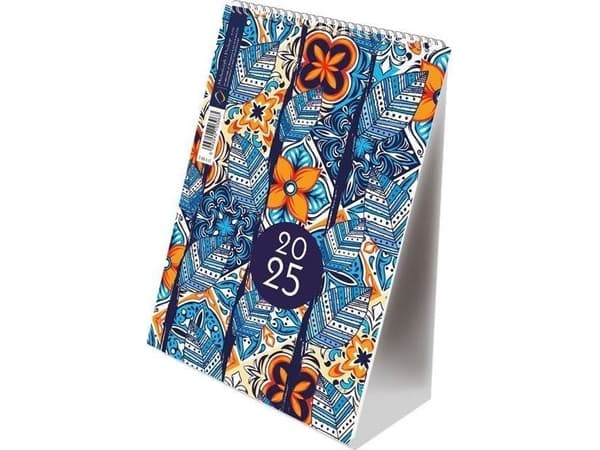 Vertikal kalender 2025 med spiralbindning blommor