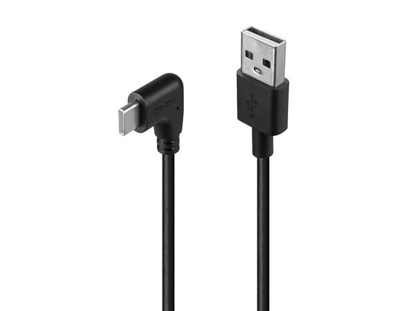 Lindy 32001, 1 m, USB A, USB C, USB 2.0, Svart