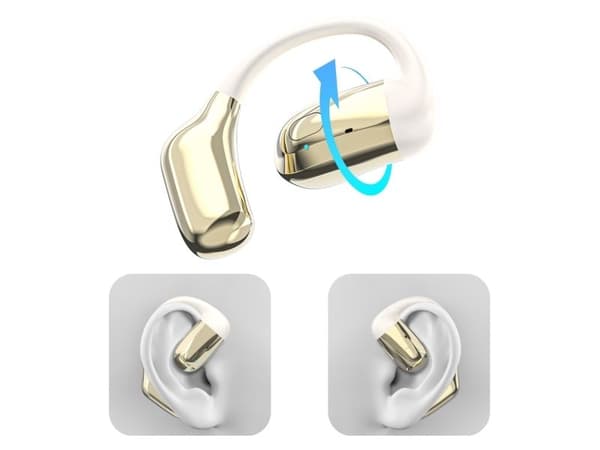 Dudao U4Pro Bluetooth headset/hörsnäcka, universell för båda öron - beige/guld