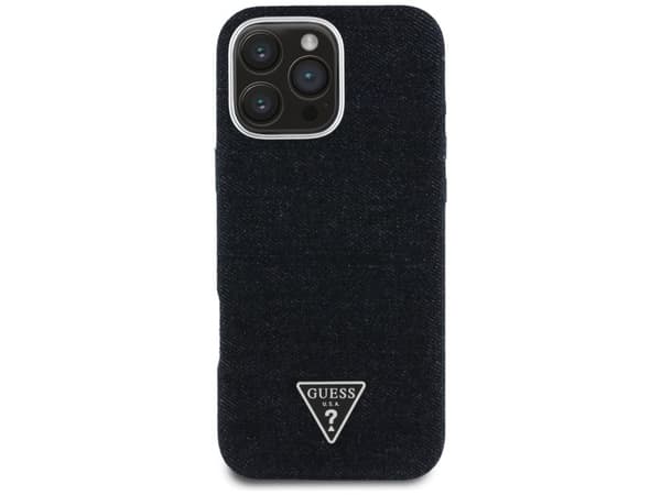 Guess Denim Triangle Logo MagSafe-deksel for iPhone 16 Pro Max – svart