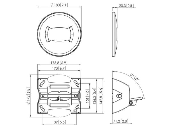 PUC 1070 Ceiling plate, flat, inclined B