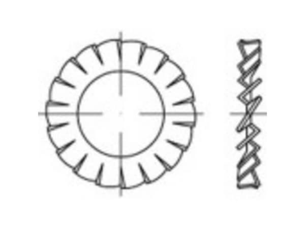 TOOLCRAFT stjernefjærskive, innvendig diameter 13 mm, DIN 6798, rustfritt stål A4, 100 stk