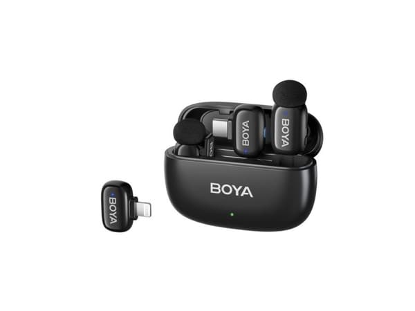 Boya trådløs mikrofon mini 2-01 Lightning/USB-C, matt svart