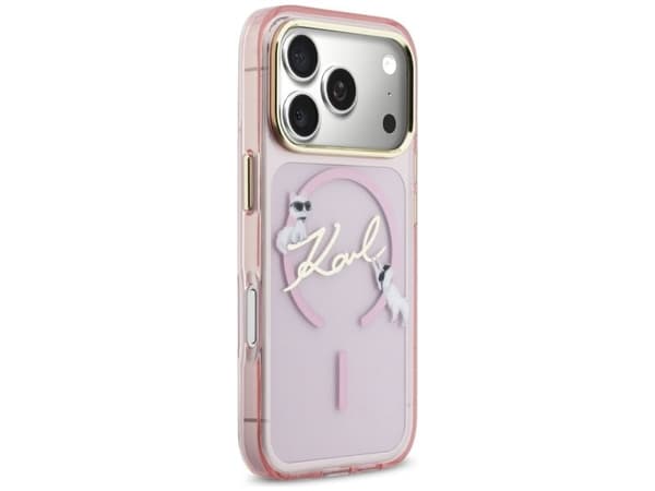 Karl Lagerfeld IML Choupettes Karl Script Logo MagSafe Case for iPhone 17 Pro Max - Pink