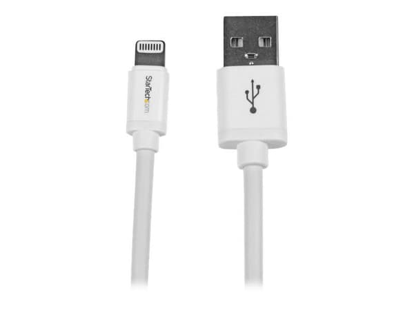 Startech 2m (6ft) Long White Apple 8-pin Lightning Connector to USB Cable for iPhone / iPod / iPad - Charge and Sync Cable (USBLT2MW) - Lightning-k...
