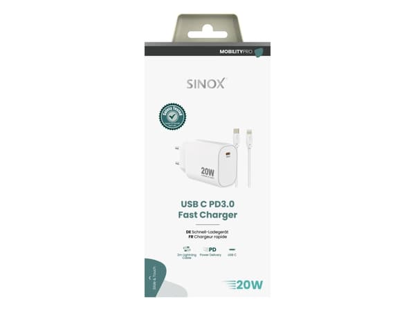 Sinox SXP6820, Innendørs, AC, 2 m, Hvit