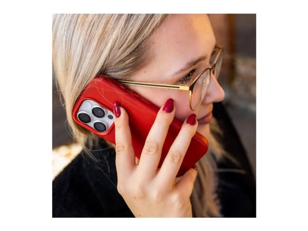 Fodral Fixed Fixed MagLeather | Bakstycke | Apple | iPhone 16 | Läder | Röd