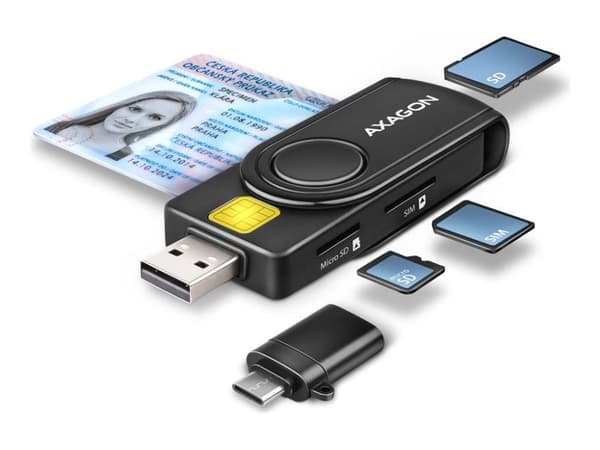 CRE-SMP2A ID &amp; SD/microSD/SIM-kortti PocketReader USB