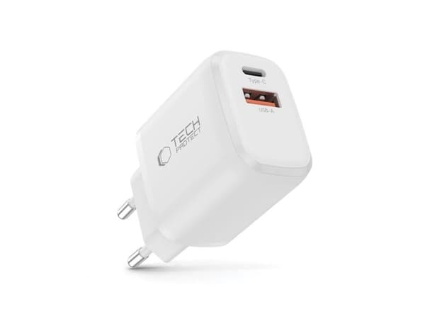 Tech-Protect NCA30 PD 30W QC3.0 vegglader USB-A / USB-C - hvit