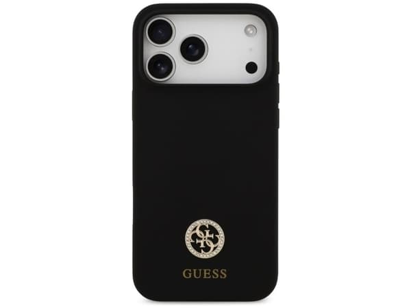 Guess Silicone Logo Strass 4G MagSafe Case for iPhone 17 Pro Max - Black