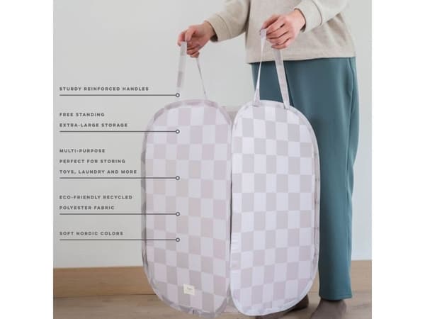 3 Sprouts pop-up tvättkorg, checkerboard beige