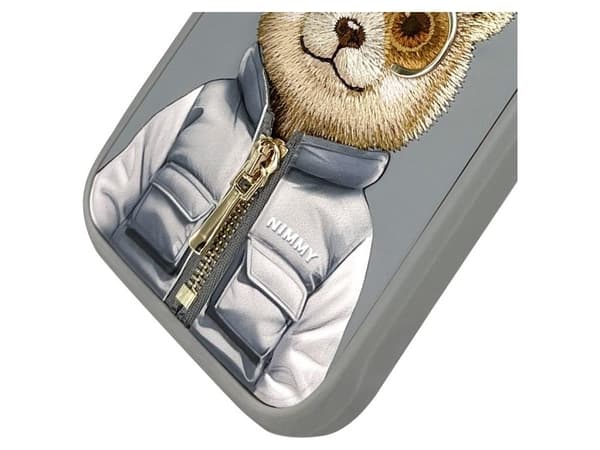 Nimmy Cool&Cute 2.0 bjørne-etui til iPhone 16 Pro Max - Grå