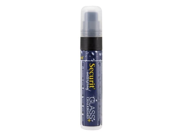 Securit® vandfast kridtmarker med blokspids i sort - (6 stk.)