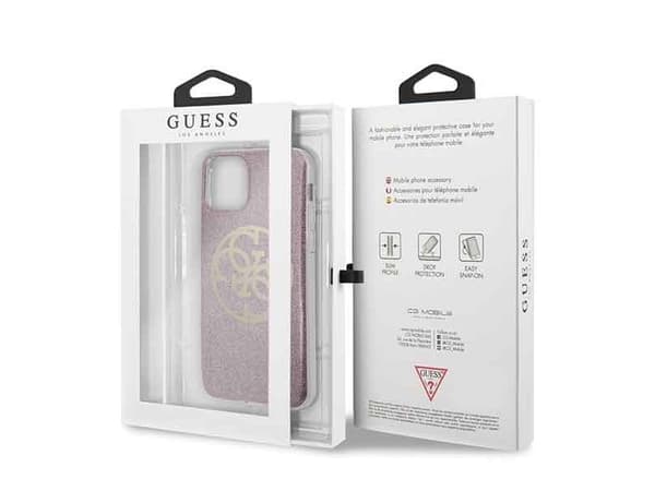 Guess GUHCN58PCUGLPI iPhone 11 Pro rosa/pink hardcase 4G Circle Glitter