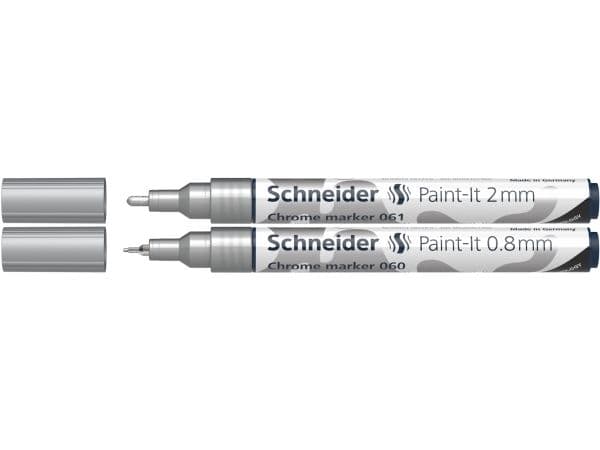 Schneider Schreibgeräte ML06011501, 2 stykker, Kromfarget, Grå, Hvit, Rør, 0,8 mm, 2 mm