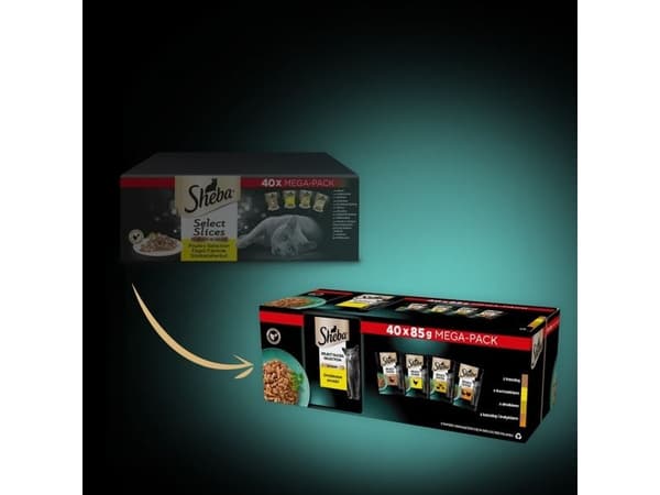 SHEBA Selection Select Slices Fjäderfäsmak - våtfoder för katter - 40 x 85g