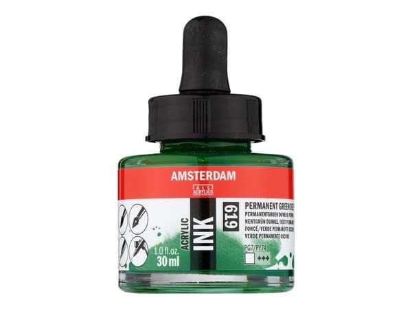 Amsterdam Acrylic Ink Bottle 30 ml Permanent Green Deep 619