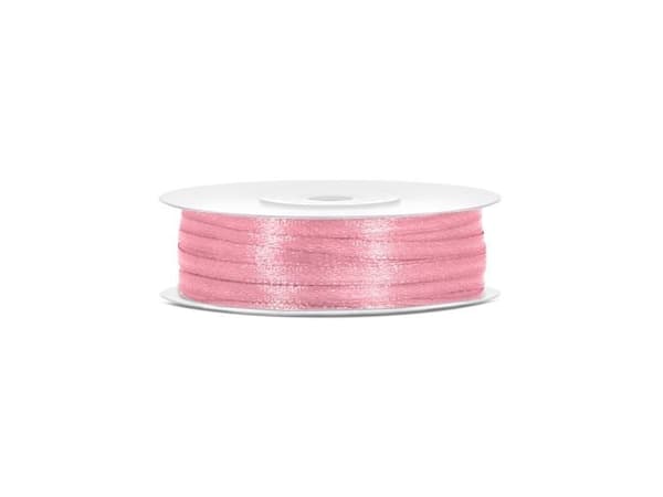 Lyserød satinbånd 3 mm