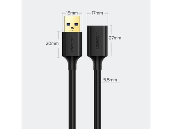 USB 3.0 skjøtekabel UGREEN 0,5m (svart)