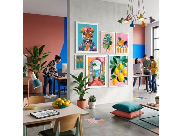 ONE GALLERY Colour Up – 6 indrammede kunsttryk i trendy farver