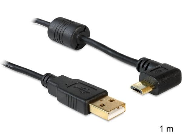 Delock - USB-kabel - USB (hann) til Micro-USB type B (hann) - 1 m - 90° kontakt