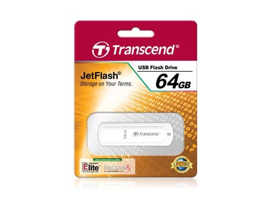 Transcend JetFlash 370 - USB-flashstasjon - 64 GB - USB 2.0 - hvit