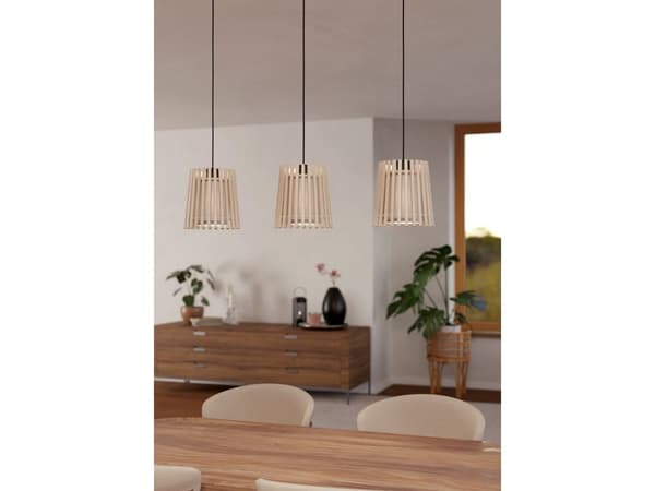EGLO FATTORIA langbord 3L E27 sort/brun/hvit