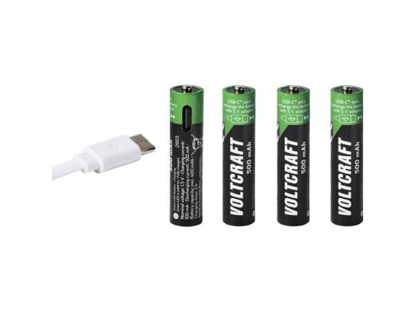 VOLTCRAFT oppladbart AAA-batteri litium 500 mAh 1,5 V 4 stk