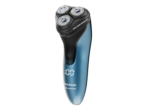 Taurus 3 SIDE WATER SHAVE, Rotations shaver, Sort, Blå, Total Curve Technology, Rustfrit stål, Knapper, Batteri