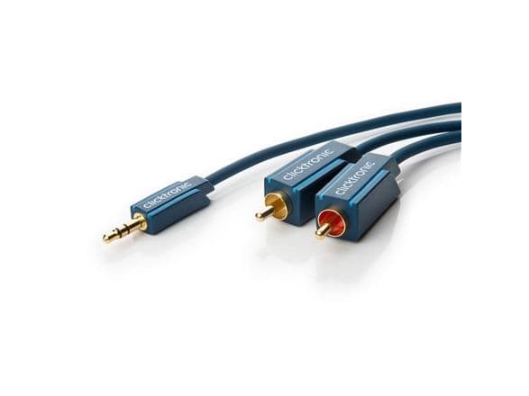 ClickTronic 3m MP3 Adapter, 3.5mm, Hankjønn, 2 x RCA, Hankjønn, 3 m, Blå