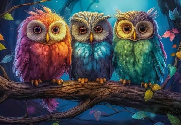 Puslespill 1000 brikker Three Little Owls CASTOR