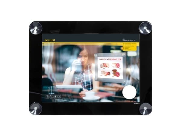 Securit® dobbeltsidet A3 vinduesdisplay ramme i sort