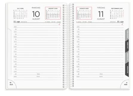 Dagkalender hvid PP-plast 2026