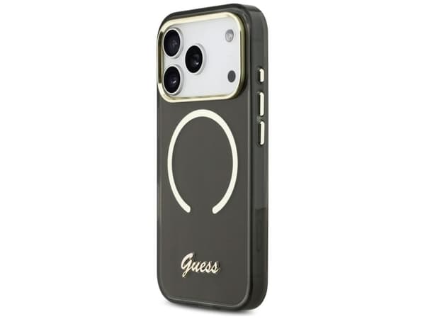 Guess IML Script Metal MagSafe-deksel til iPhone 17 Pro Max - Svart