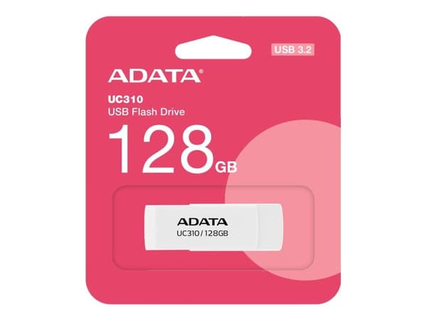 ADATA UC310 - USB-flashstasjon - 128 GB - USB 3.2 Gen 1 - hvit