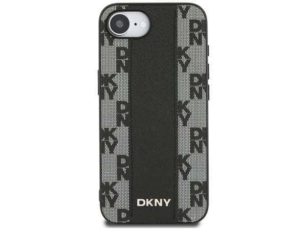 DKNY etui DKNY Leather Checkered mono MagSafe til iPhone 16e svart
