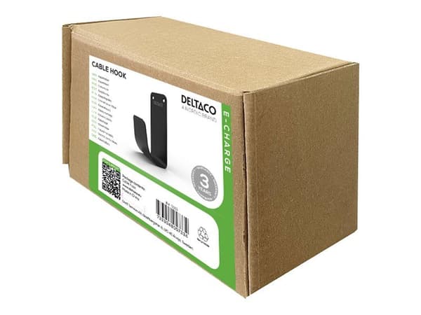 DELTACO e-Charge kabelholder for ladekabel - svart, rustfritt stål