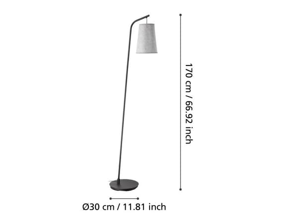 EGLO ALSAGER gulvlampe E27 svart/grå
