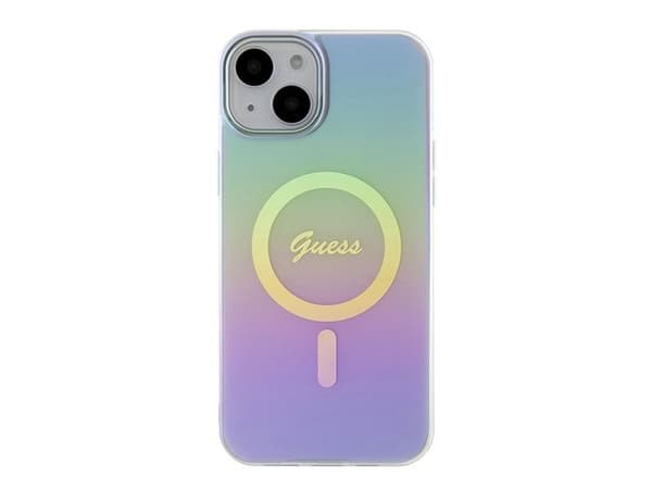Guess IML iriserende MagSafe-deksel til iPhone 15 Plus - lilla