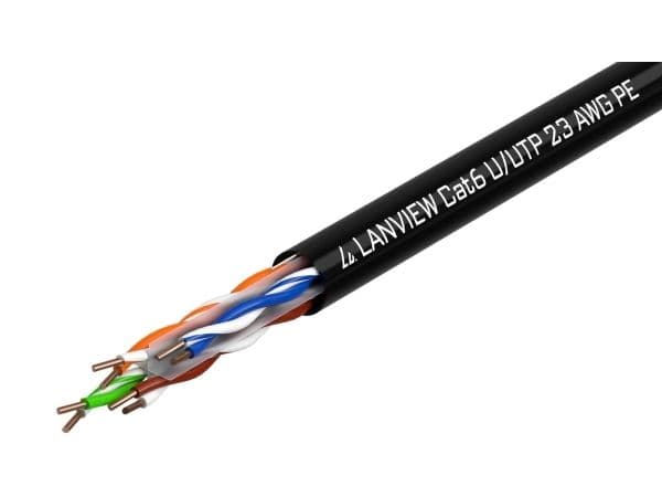 Lanview – Bulkkabel – 305 m – UTP – CAT 6 – ulkokäyttöön, kiinteä – musta