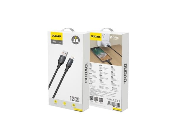 Dudao USB-A - Lightning USB-kaapeli 1,2 m musta (6976625333042)