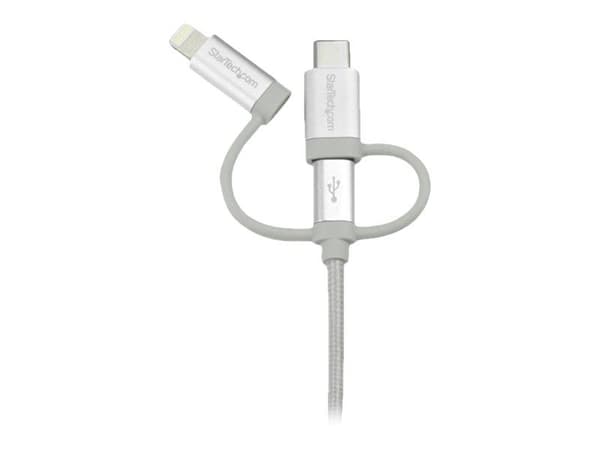 StarTech.com 1 m USB-multiladdningskabel - USB till Micro-USB eller USB-C eller Lightning för iPhone/ iPad/iPod/Android - Apple MFi-certifierad - 3...