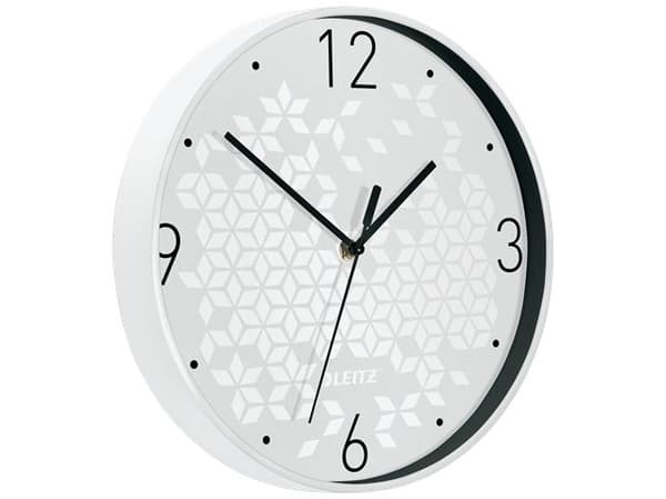 Leitz WOW - Klocka - kvarts - väggmonterbar - 29 cm - white with geometric pattern