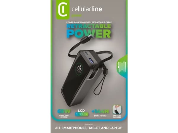 Cellularline PBROLL20000K, 20000 mAh, Svart