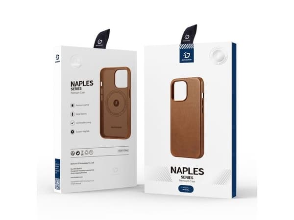 Dux Ducis Naples iPhone 14 Plus magnetiskt läderfodral MagSafe brun