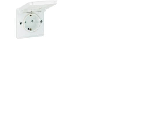 Hydro uttag med sidojord och petsäkring, vit