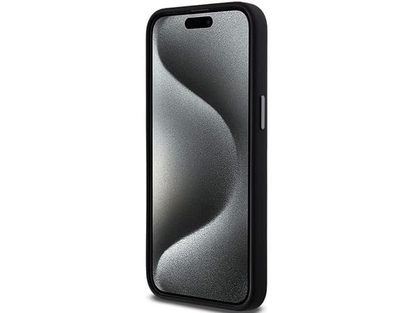 DKNY Liquid Silicone metal logo-deksel for iPhone 15 Pro Max sort