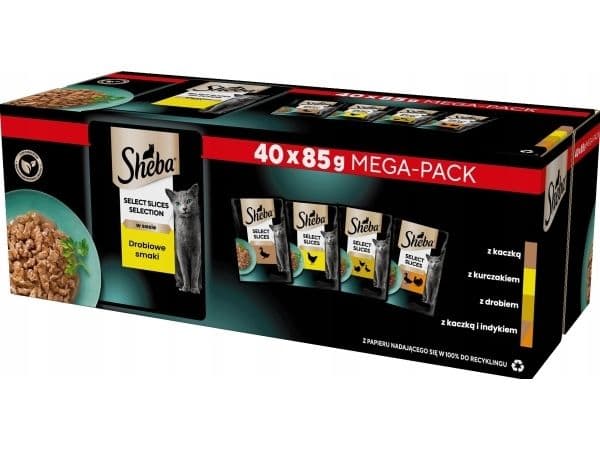 SHEBA Selection Select Slices Fjäderfäsmak - våtfoder för katter - 40 x 85g