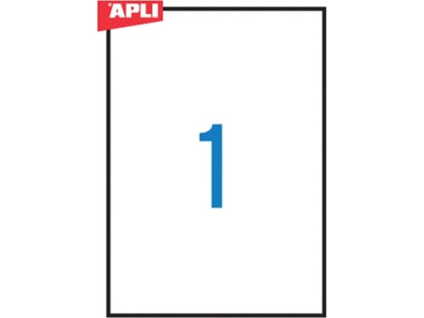 Apli polystermärkning APLI, 210x297 mm, rektangulär, vit 20 ark